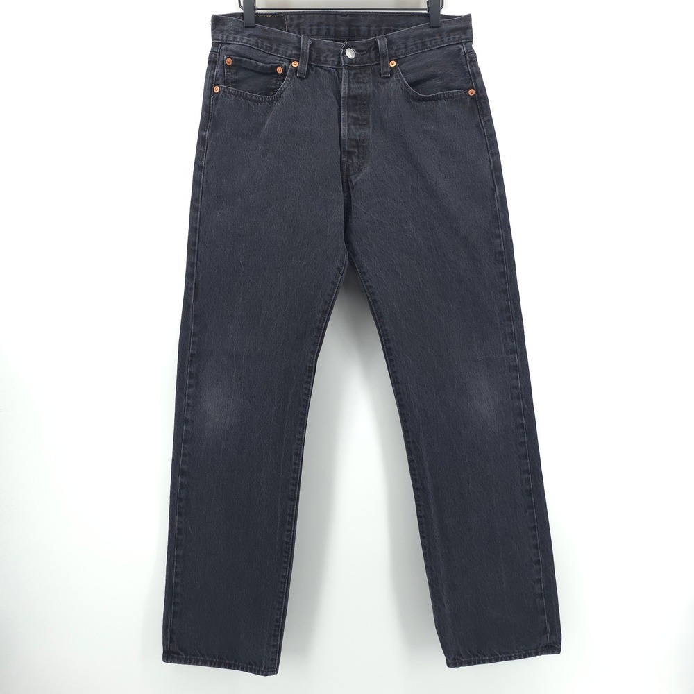 Levis Mens Jeans‎ 501 Original Fit 33x32 Faded Black Straight Leg Denim